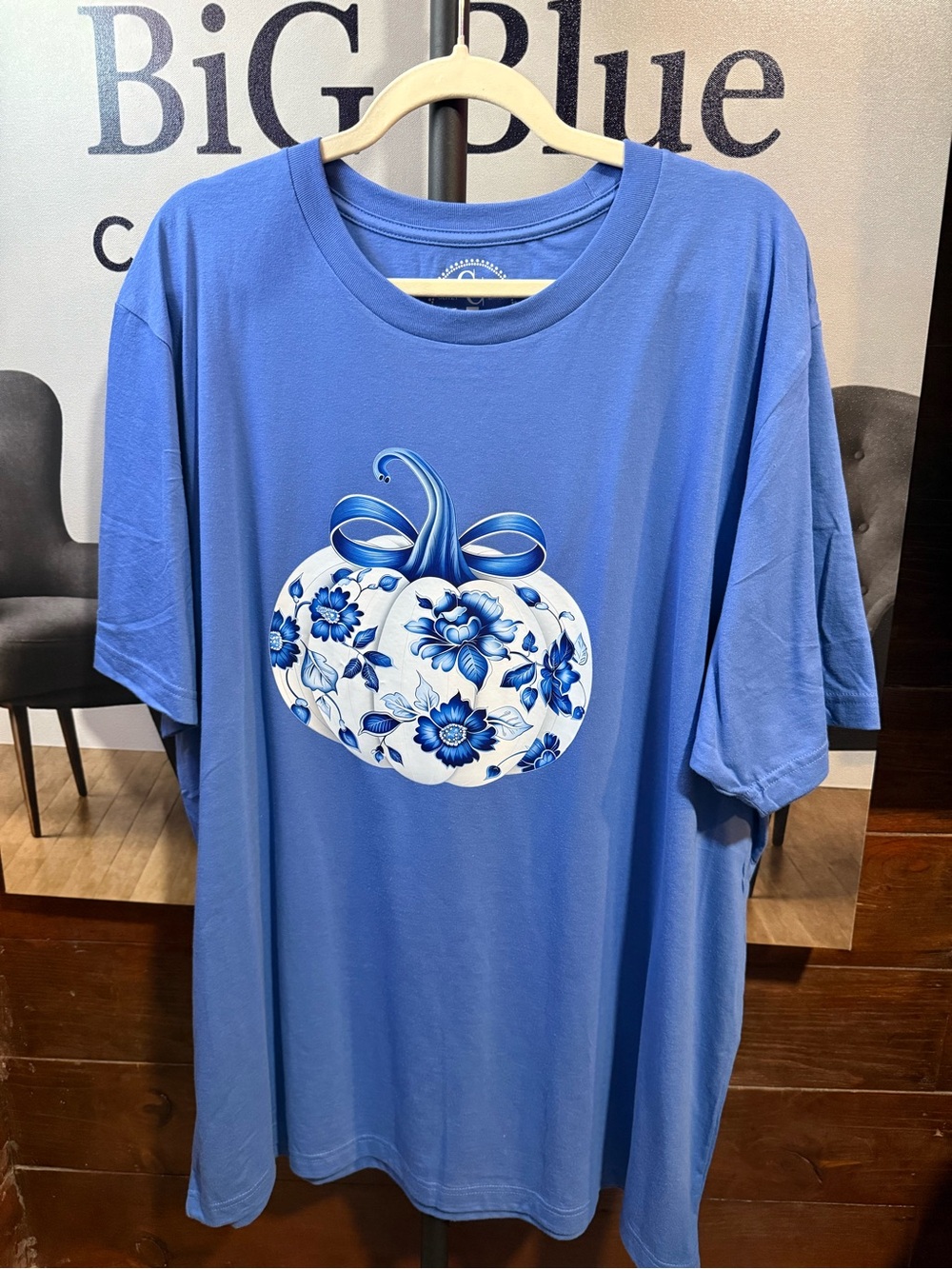 Blue Floral Pumpkin Graphic Tee
